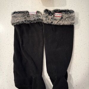 Hunter Black Socks with Faux Fur Trim